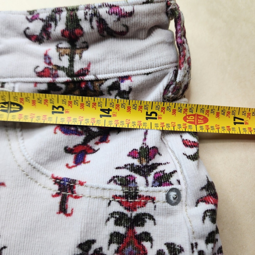 Pilcro and the Letterpress High Rise Bootcut Corduroy Floral Pants Cream Size 29 - Picture 8 of 10
